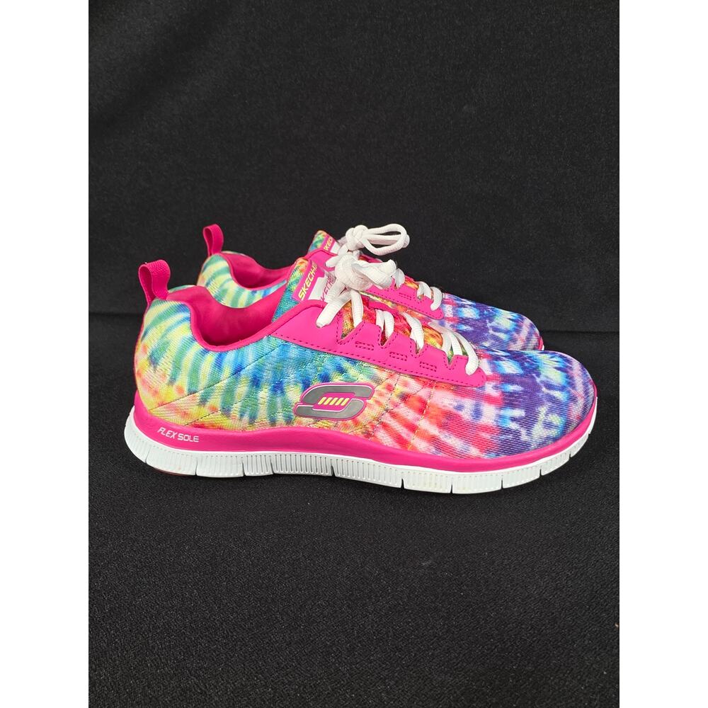 Skechers Flex Appeal Skech Knit Hot Pink Tie Dye Sneakers Womens 9.5